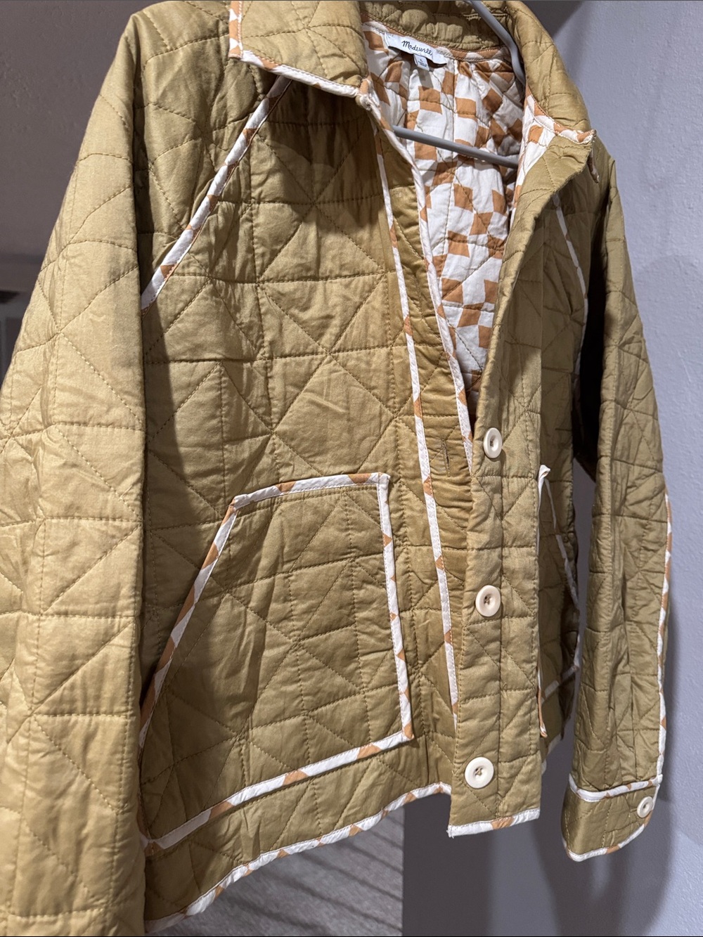 Madewell Quilted Mustard Green Lightweight Jacket - Picture 2 of 8